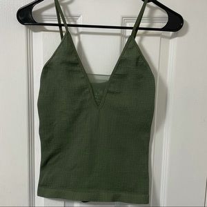 FREE PEOPLE Intimately Ribbed Tank Mesh Olive Grn